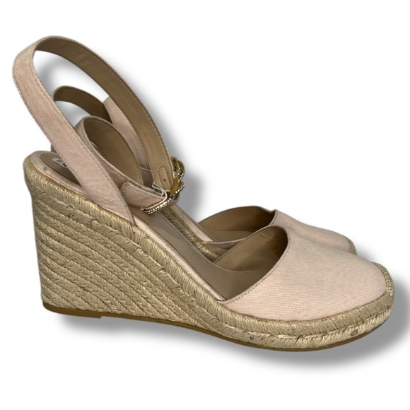 Stuart Weitzman Women's Espadrille Wedge Shoes Ankle Strap Size 10.5 Beach Coast - Picture 1 of 16
